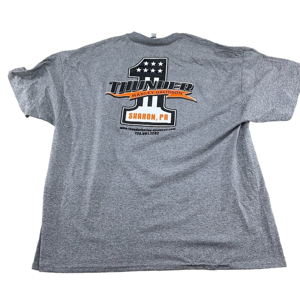 Gildan TShirt Adult 2XLarge Gray HARLEY DAVIDSON THUNDER 1 SHARON PA Dry Blend